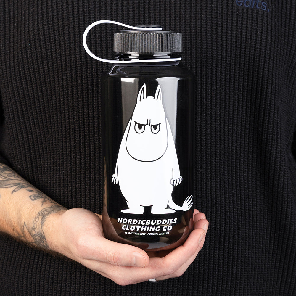 Moomintroll Angry Everyday Water Bottle 1L Black - The Official Moomin Shop
