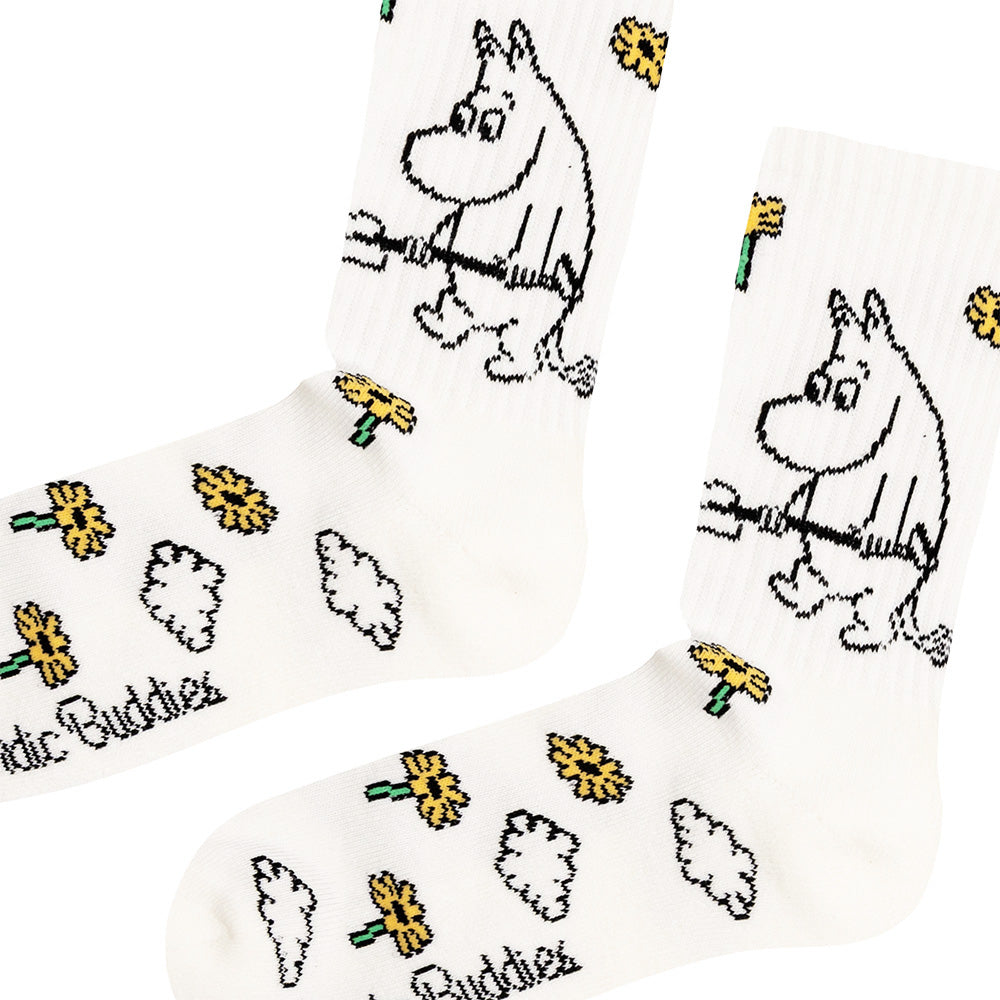 Moomintroll Gardening Retro Socks 36-42 White - The Official Moomin Shop