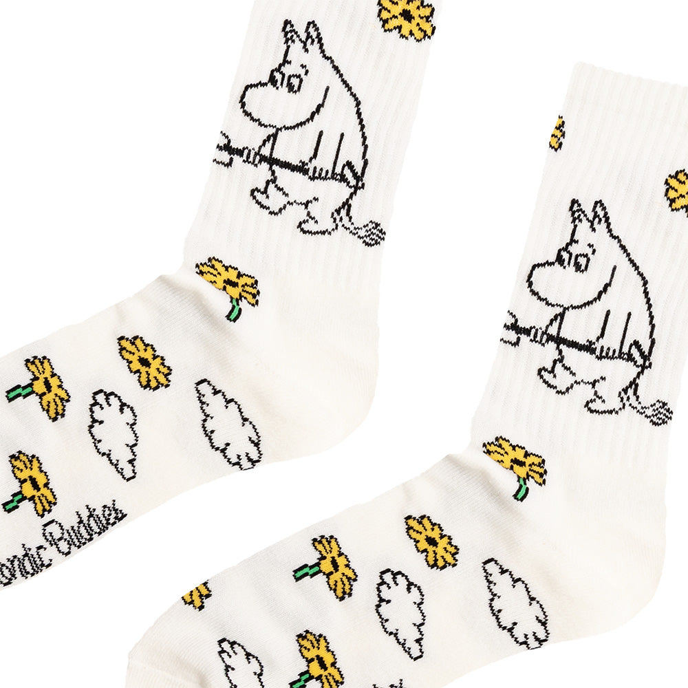 Moomintroll Gardening Retro Socks 40-45 White - The Official Moomin Shop