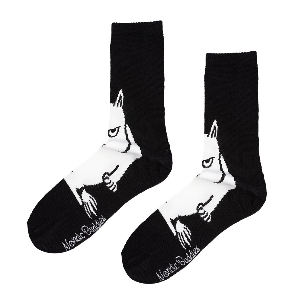 Moomintroll Angry Classick Socks 40-45 Black - The Official Moomin Shop
