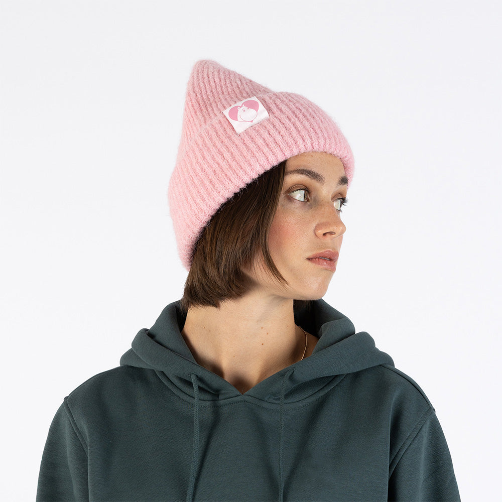 Moomintroll Love Fluffy Chunky Beanie Pink
