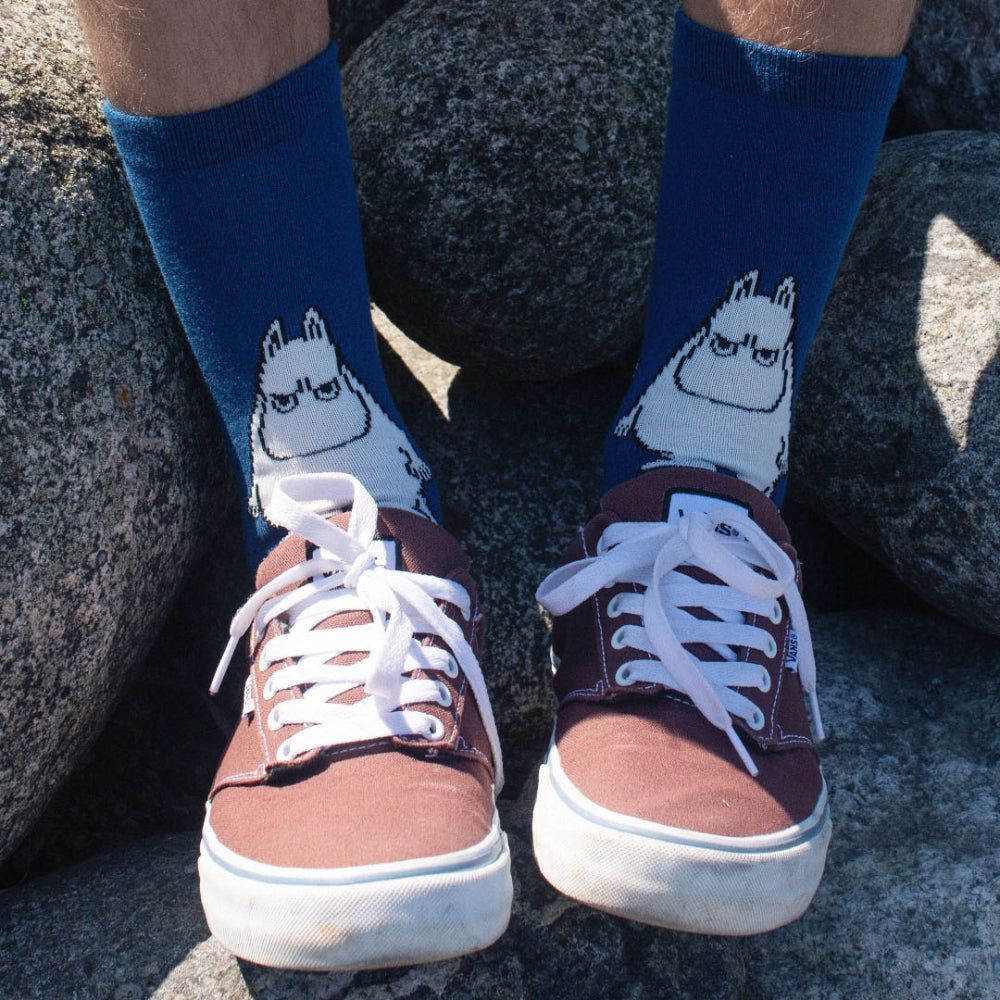 Angry Moomintroll Socks 40-45 Dark Blue - Nordicbuddies - The Official Moomin Shop