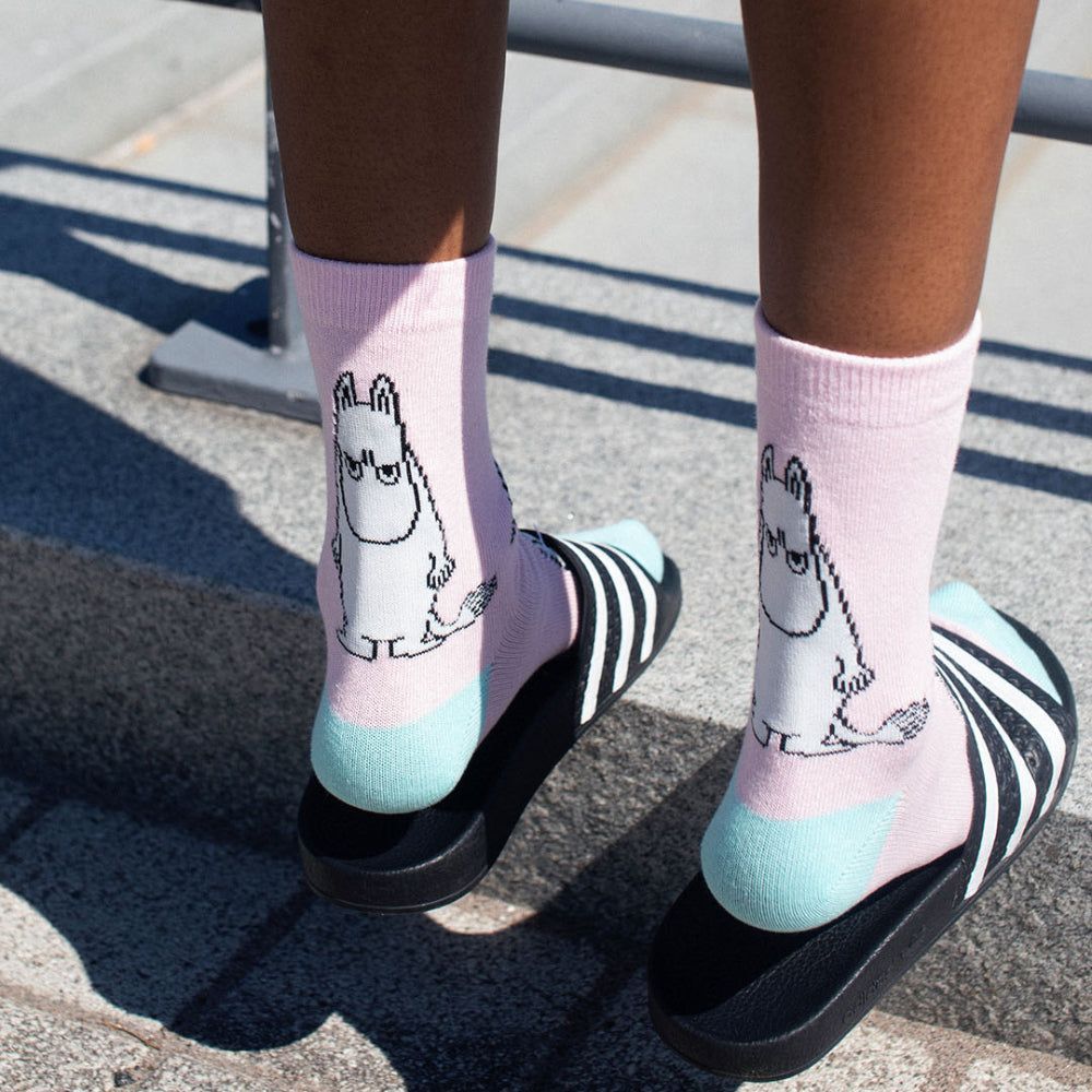 Angry Moomintroll Socks Pink 36-42 - Nordicbuddies - The Official Moomin Shop