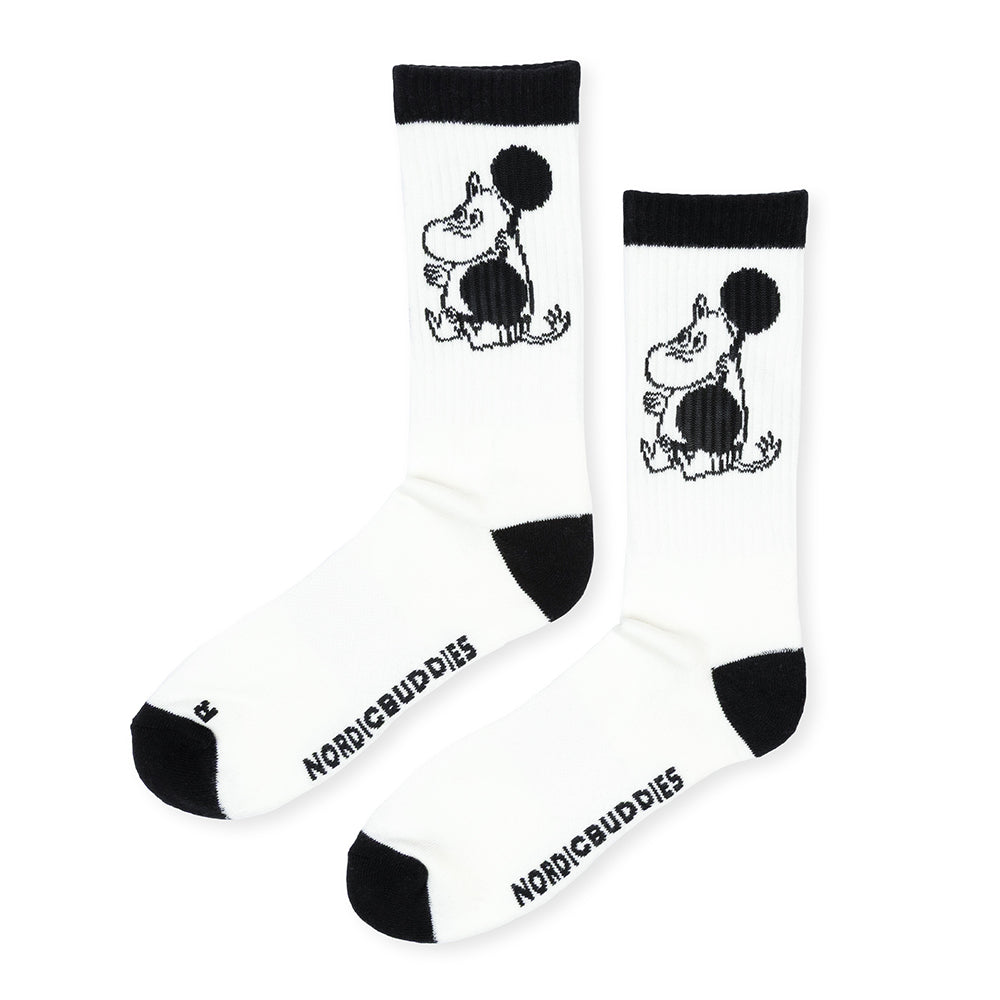 Moomintroll Weightlifting Active Socks 40-45 B&W - The Official Moomin Shop