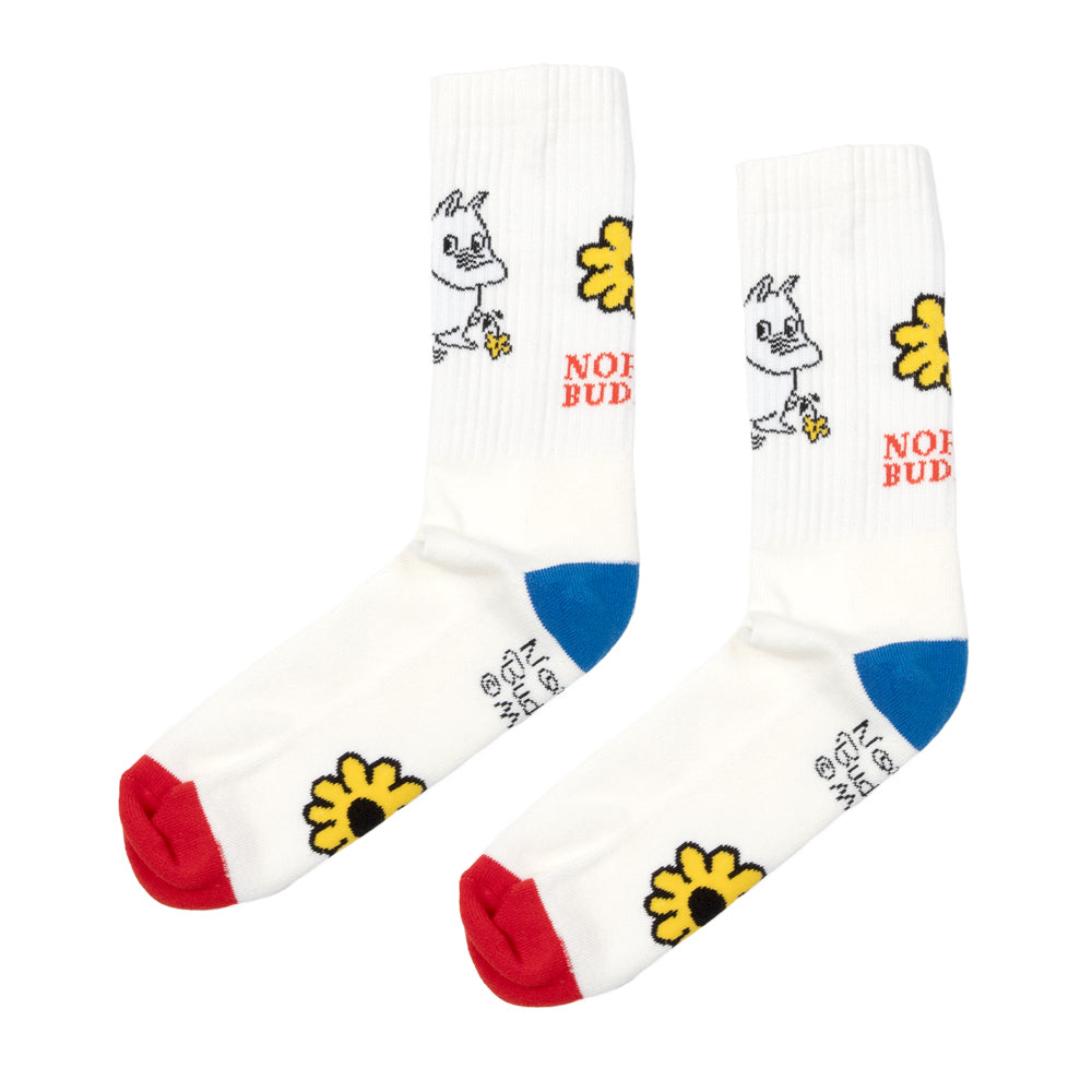 Moomintroll Retro Flower Socks 40-45 White-Red - The Official Moomin Shop