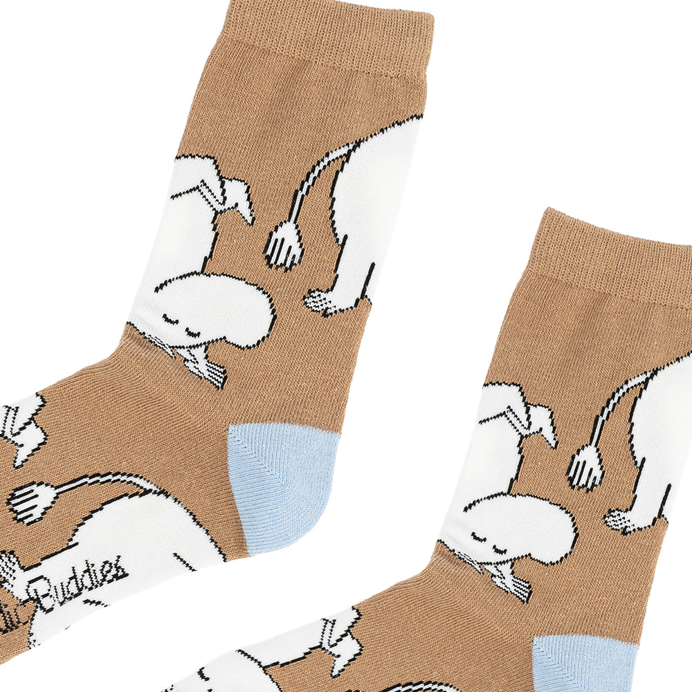 Moomintroll Upside Down Classic Socks 36-42 Taupe - The Official Moomin Shop