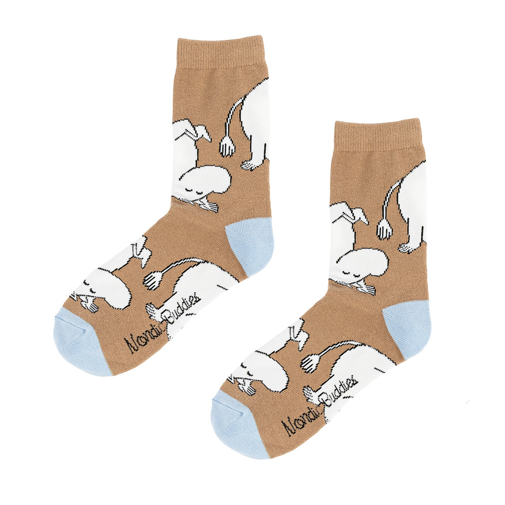 Moomintroll Upside Down Classic Socks 36-42 Taupe - The Official Moomin Shop
