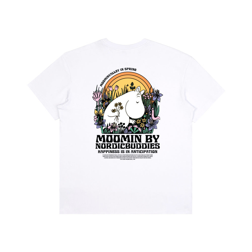 Moomimtroll Picking Flowers T-shirt White - The Official Moomin Shop
