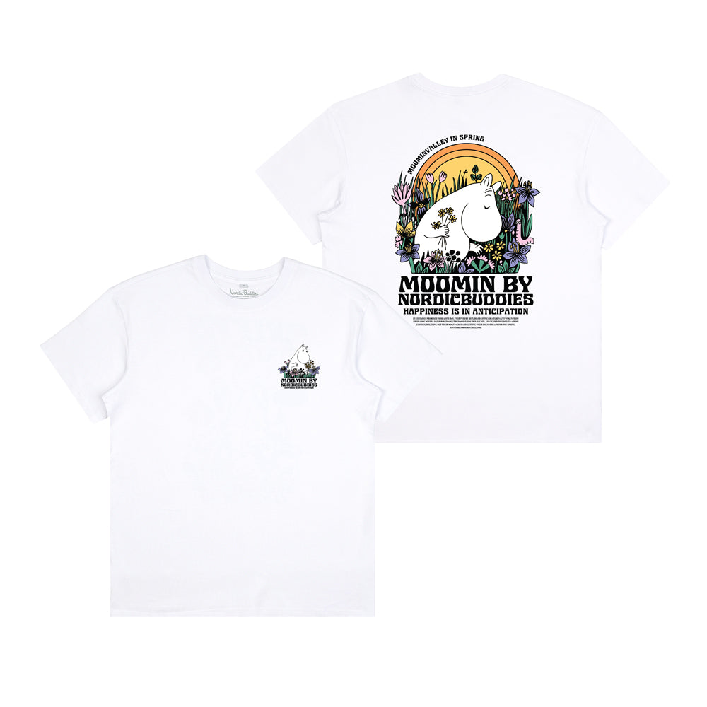 Moomimtroll Picking Flowers T-shirt White - The Official Moomin Shop