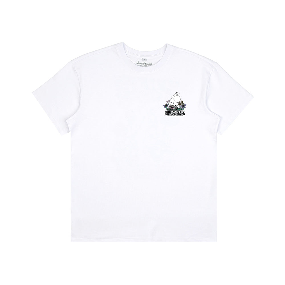 Moomimtroll Picking Flowers T-shirt White - The Official Moomin Shop