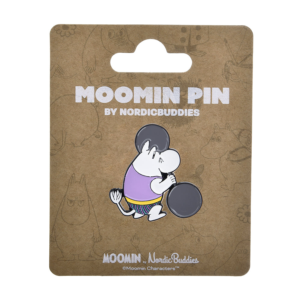 Moomintroll Weightlifting Pin Badge Purple - The Official Moomin Shop