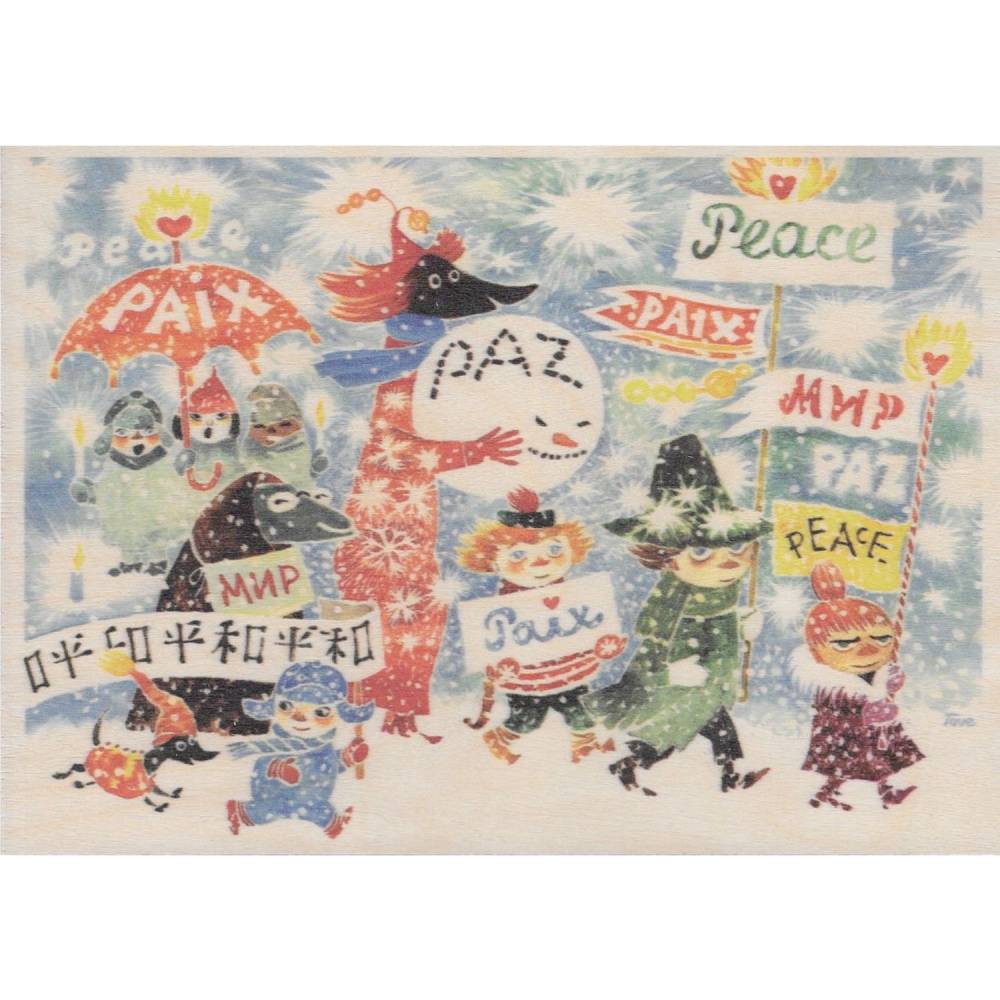 Moomin Peace Wooden Postcard - The Official Moomin Shop