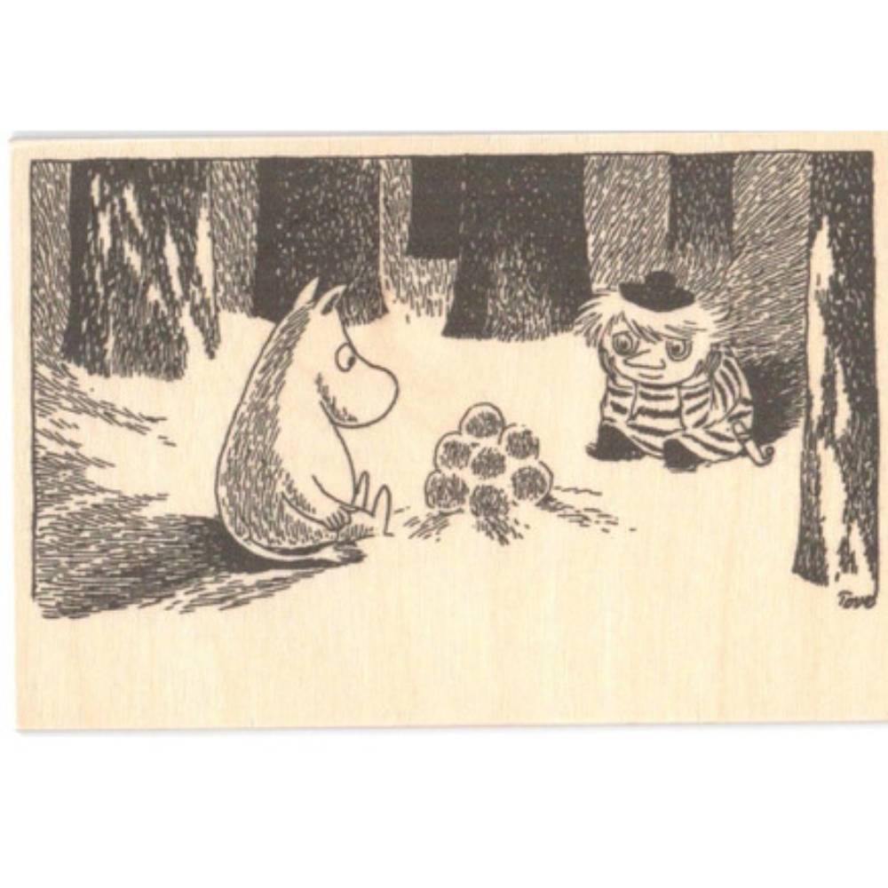 Moomin Snow Lantern Wooden Postcard - The Official Moomin Shop