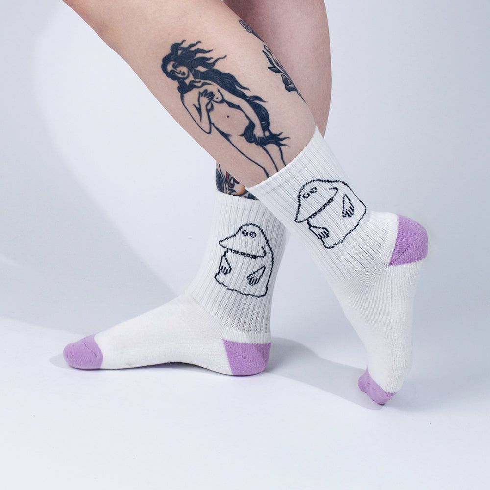 The Groke&#39;s Evening Walk Retro Socks White 36-42 - Nordicbuddies - The Official Moomin Shop
