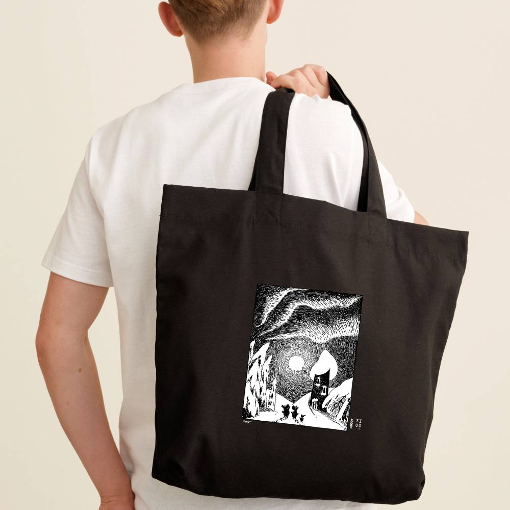 Moomin Magical Winter Tote Bag Black - The Official Moomin Shop
