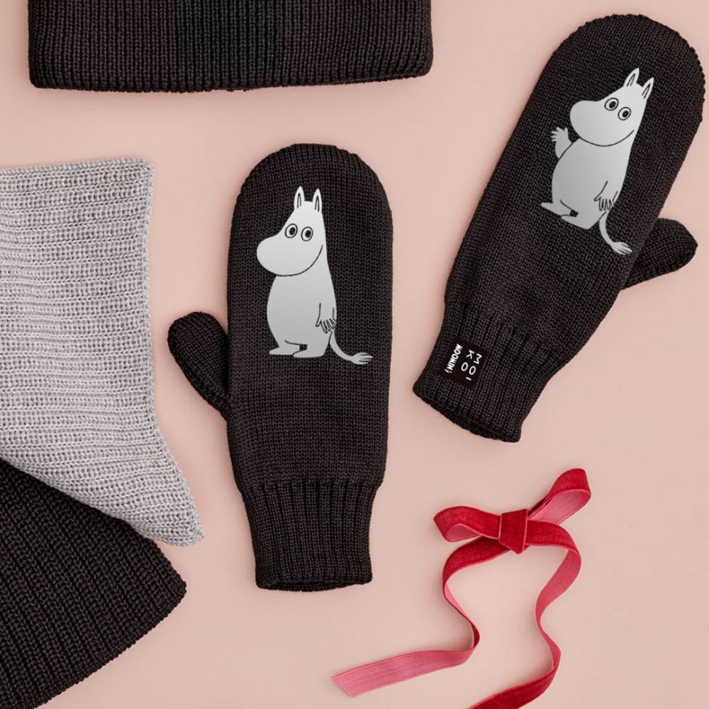 Moomintroll Mittens Black - Moiko - The Official Moomin Shop