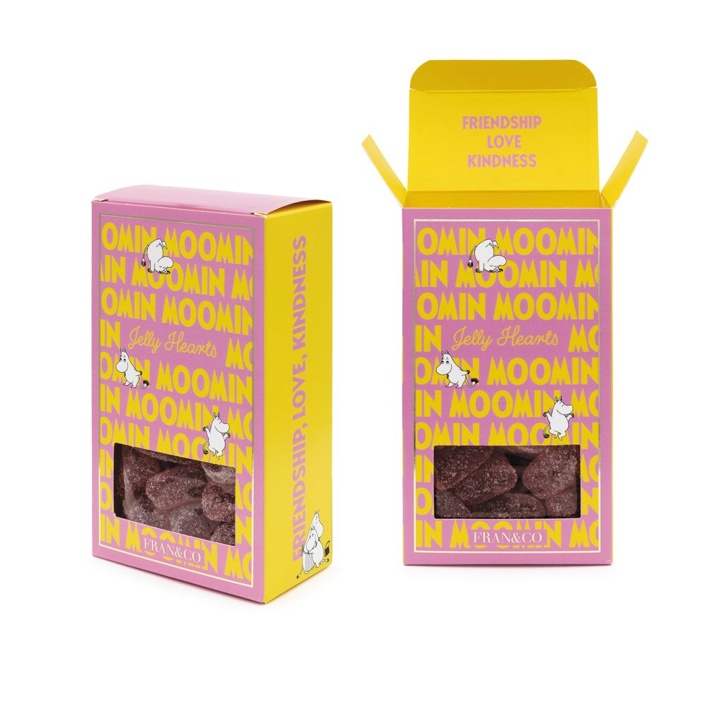 Moomin Jelly Raspberry Hearts 180g - The Official Moomin Shop