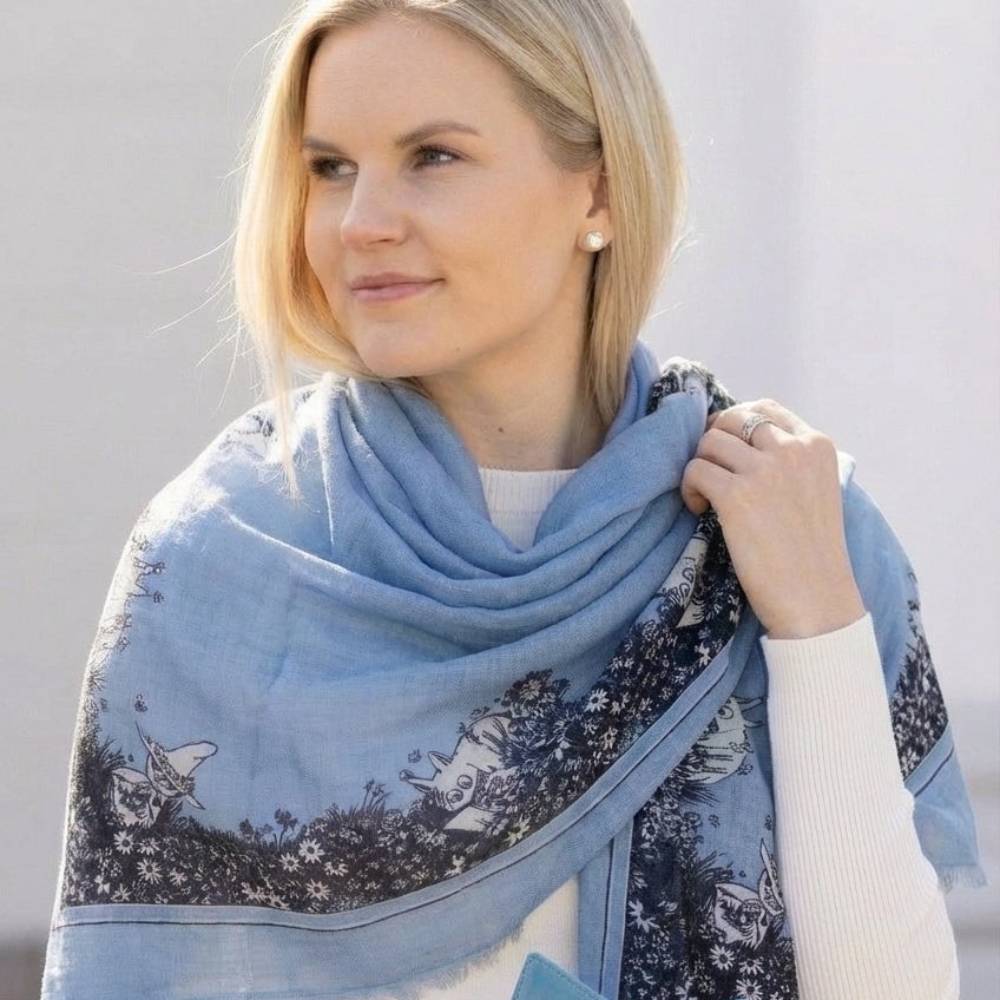 Moomintroll Lyocell Scarf Blue - The Official Moomin Shop