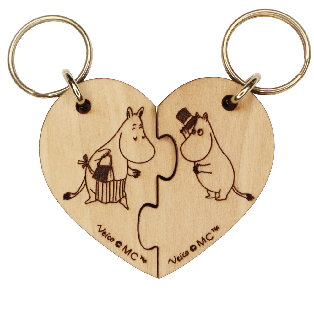 Moominmamma & Moominpappa Bowing Heart Halves Keyring - The Official Moomin Shop