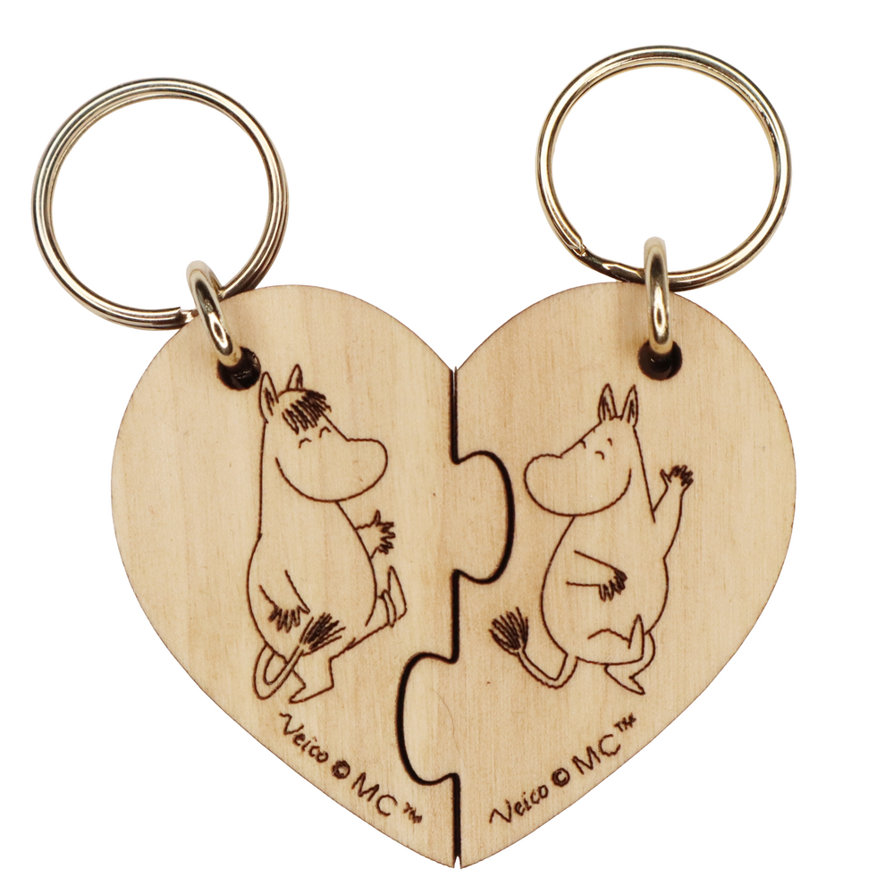 Snorkmaiden & Moomintroll Dancing Heart Halves Keyring - The Official Moomin Shop