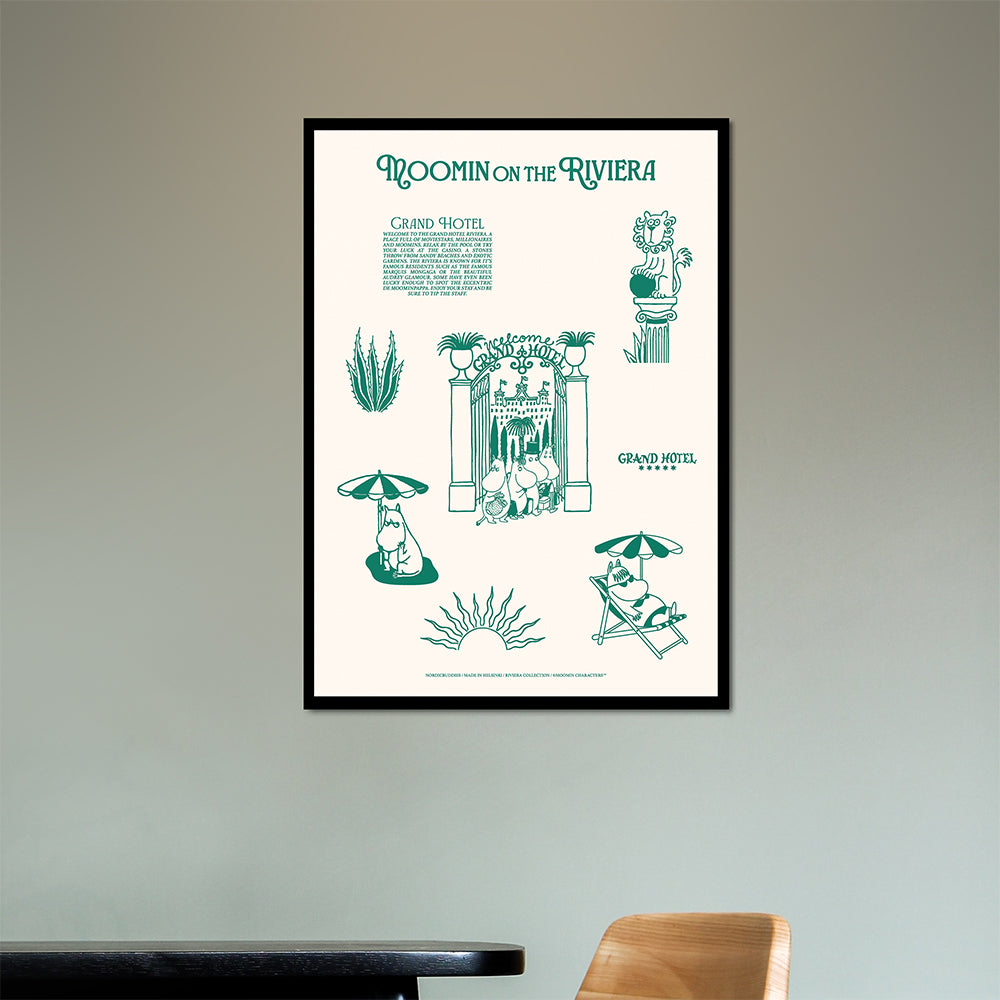 Moomin Riviera Grand Hotel Poster Beige - The Official Moomin Shop