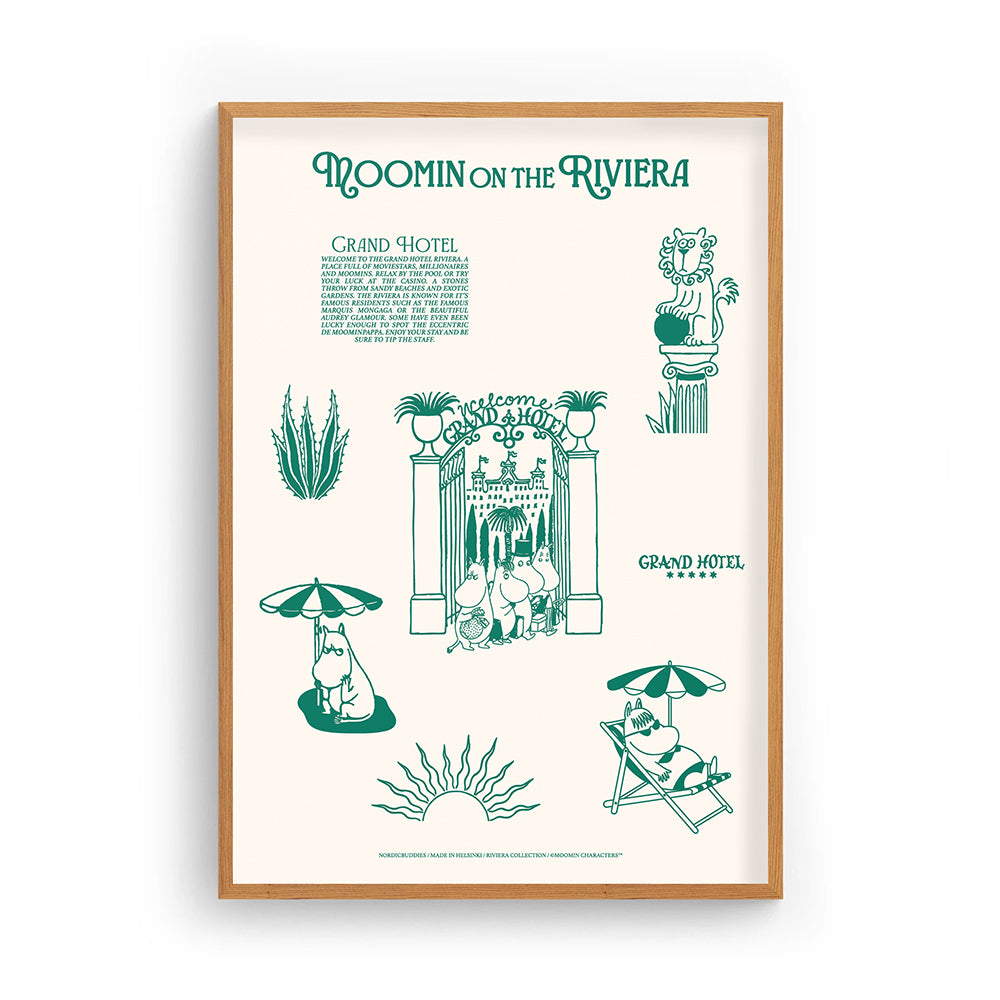 Moomin Riviera Grand Hotel Poster Beige - The Official Moomin Shop