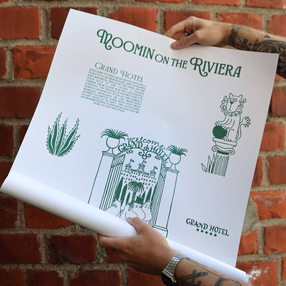 Moomin Riviera Grand Hotel Poster Beige - The Official Moomin Shop