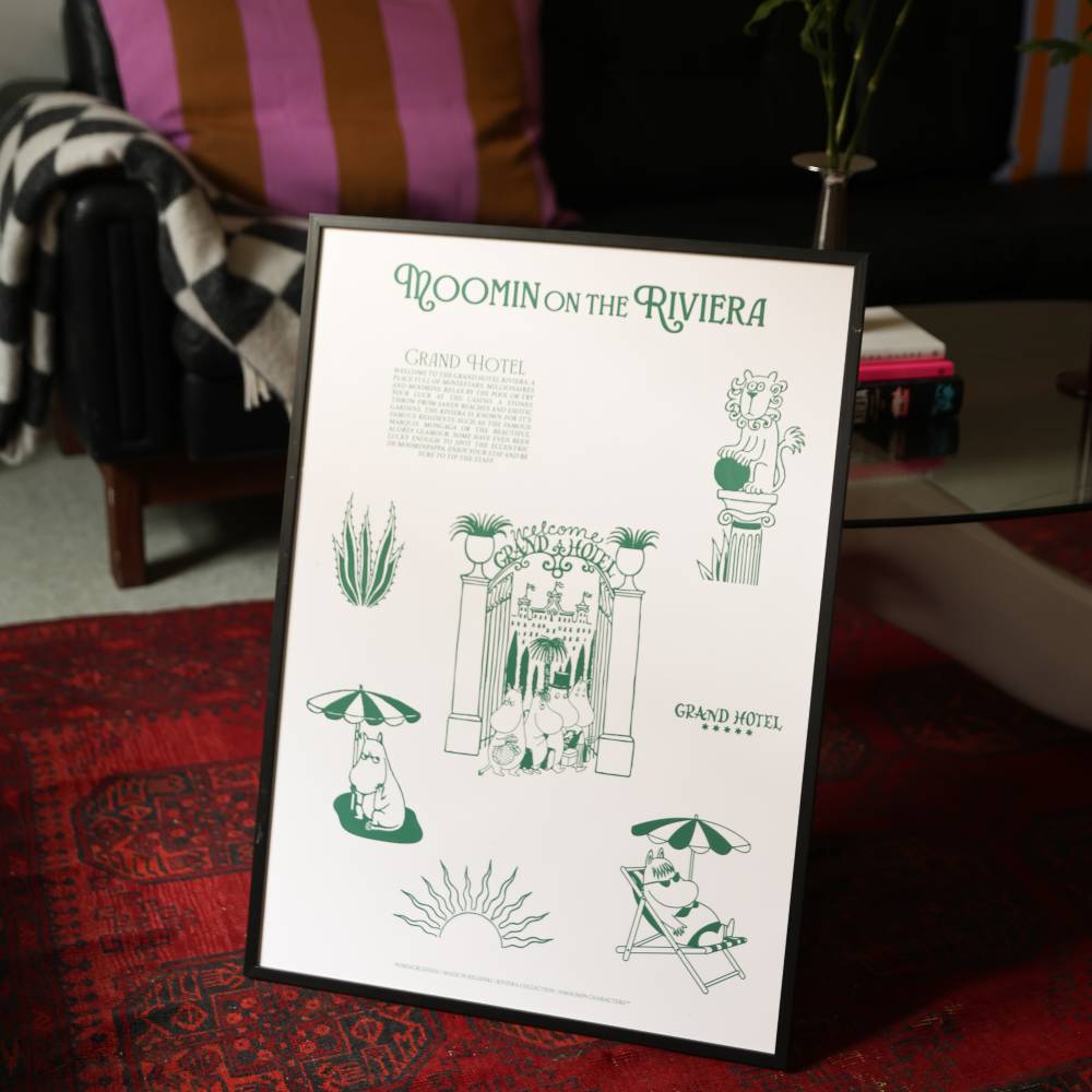 Moomin Riviera Grand Hotel Poster Beige - The Official Moomin Shop
