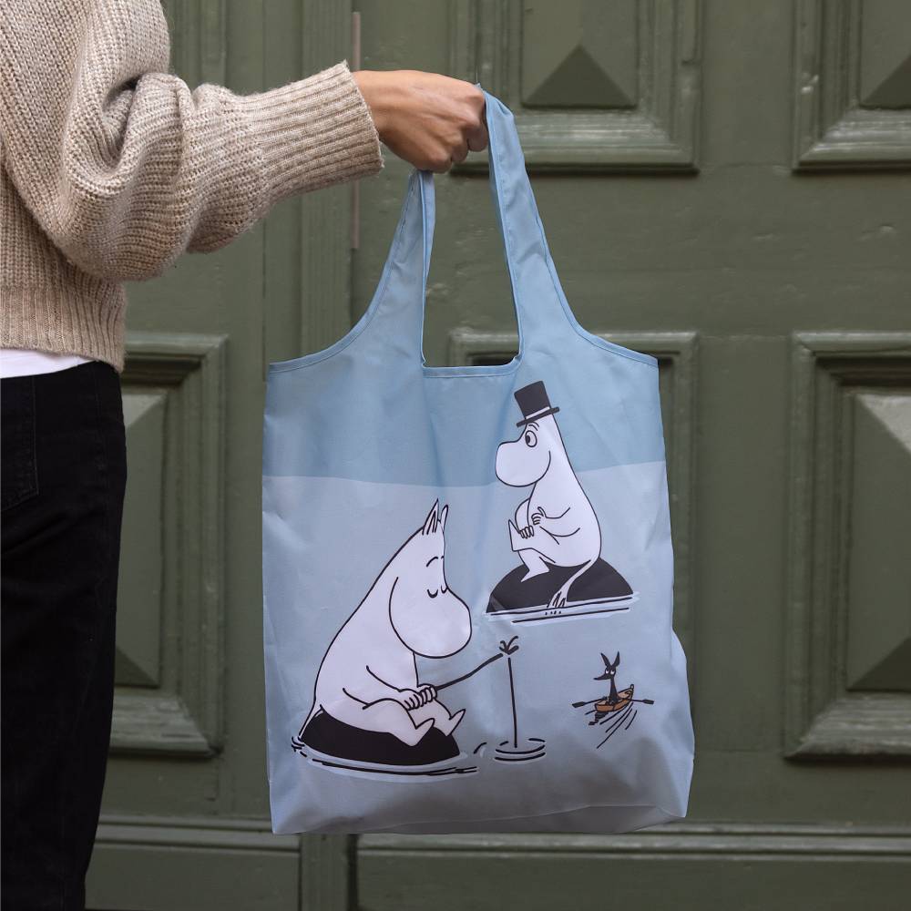 Moomin Fishing Shopping Bag Grey - The Official Moomin Shop