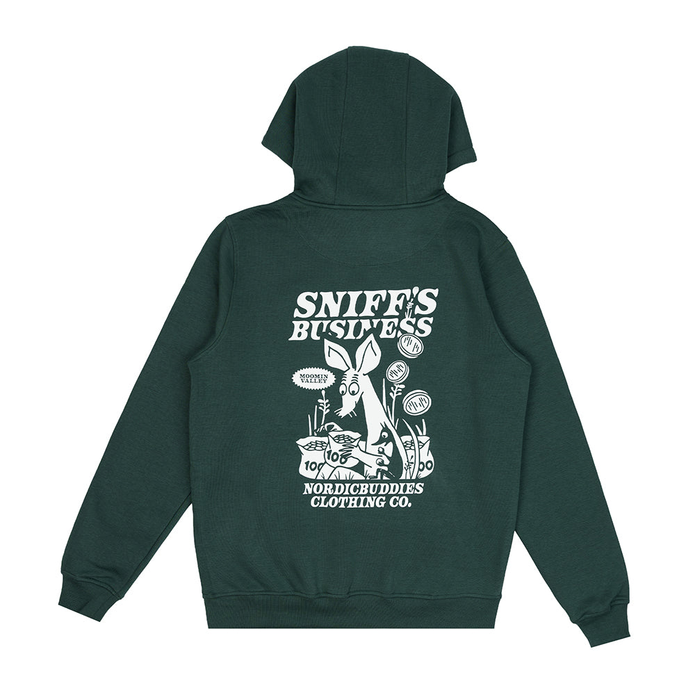 Sniff&#39;s Business Hoodie Darkgreen - The Official Moomin Shop
