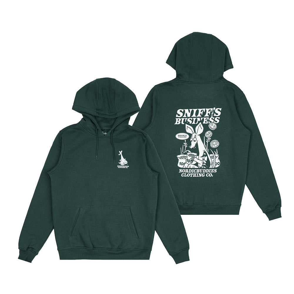 Sniff&#39;s Business Hoodie Darkgreen - The Official Moomin Shop
