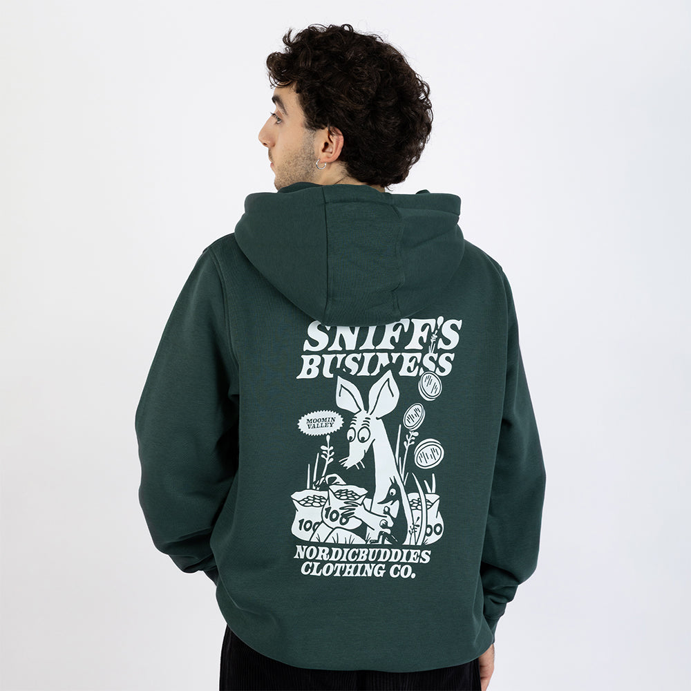 Sniff&#39;s Business Hoodie Darkgreen - The Official Moomin Shop