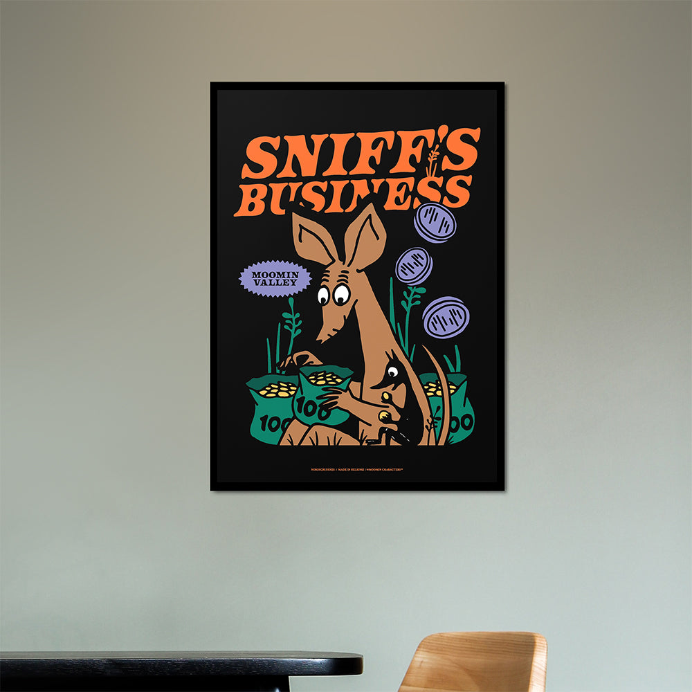 Sniff's Business Poster Black - The Official Moomin Shop