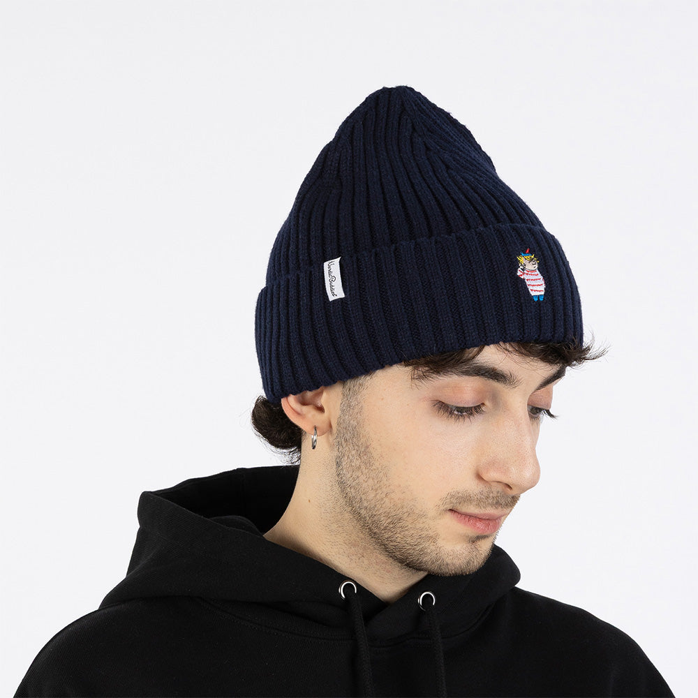 Too-Ticky Embroidery Beanie Darkblue