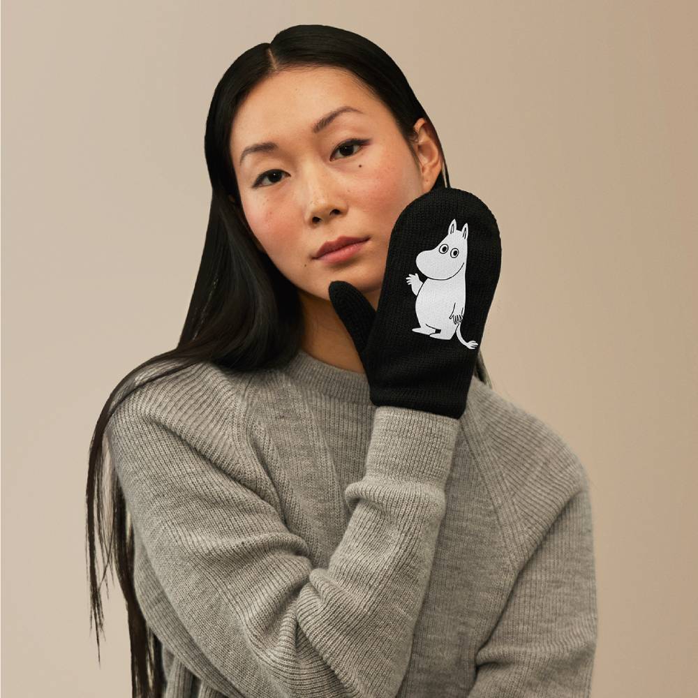 Moomintroll Mittens Black - Moiko - The Official Moomin Shop