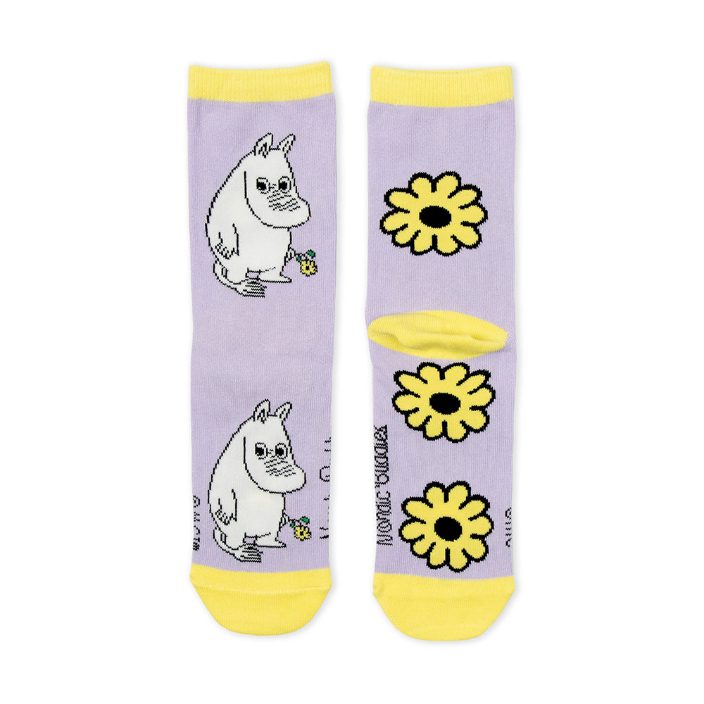 Moomintroll&#39;s Flower Socks 36-42 Violet - Nordicbuddies - The Official Moomin Shop