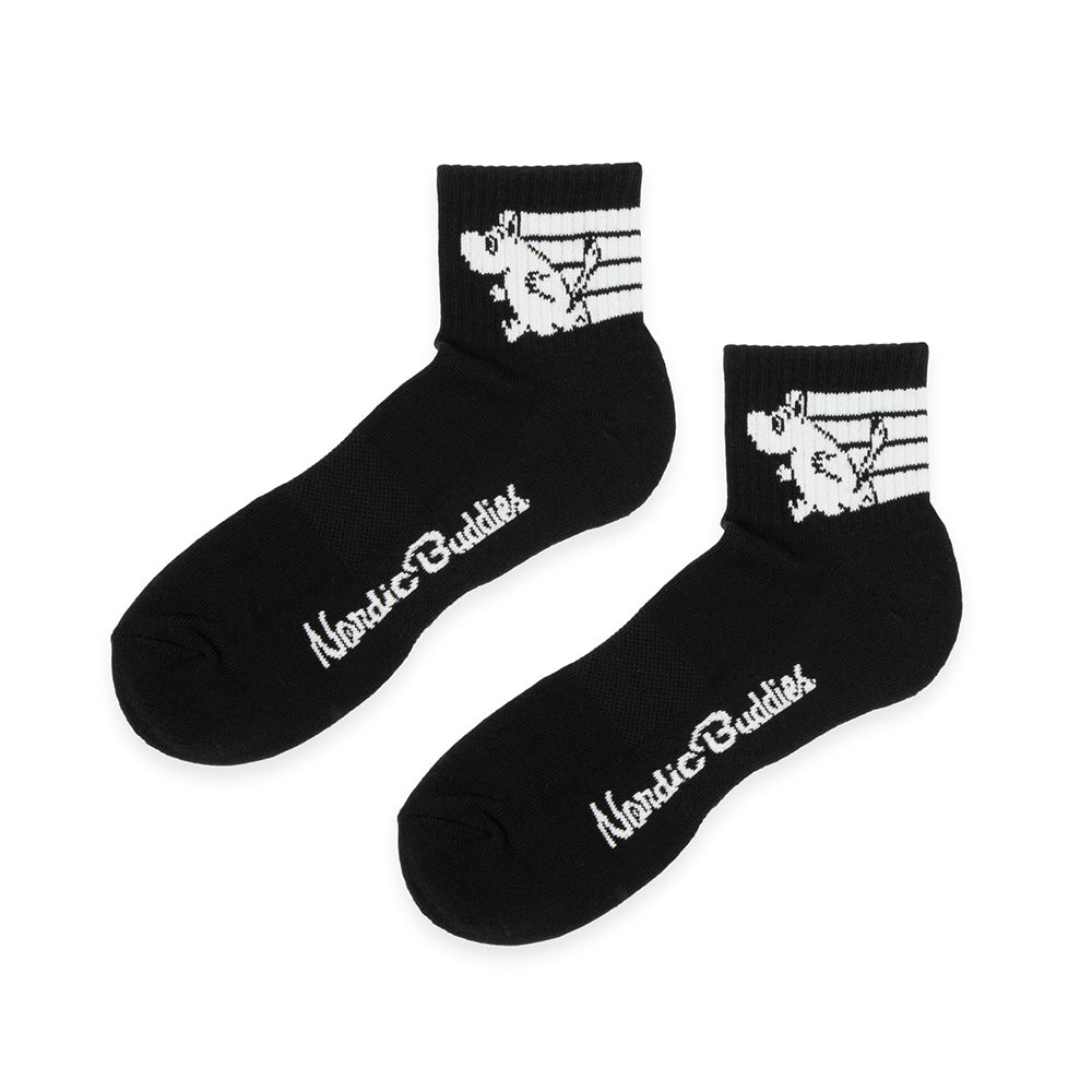 Moomintroll Running Retro Ankle Socks 40-45 Black - The Official Moomin Shop