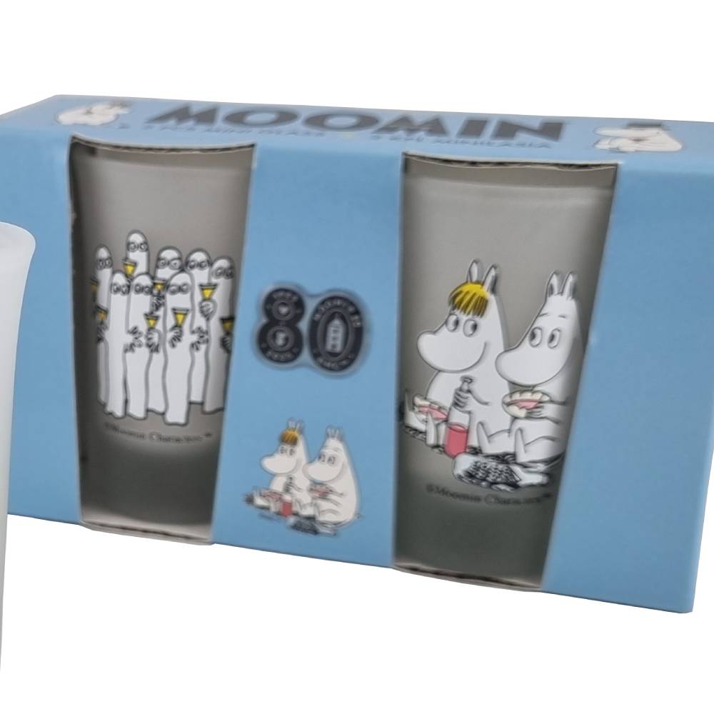Moomintroll &amp; Snorkmaiden &amp; Hattifatteners Mini Glass 5cl 2-set TMF-Trade - The Official Moomin Shop