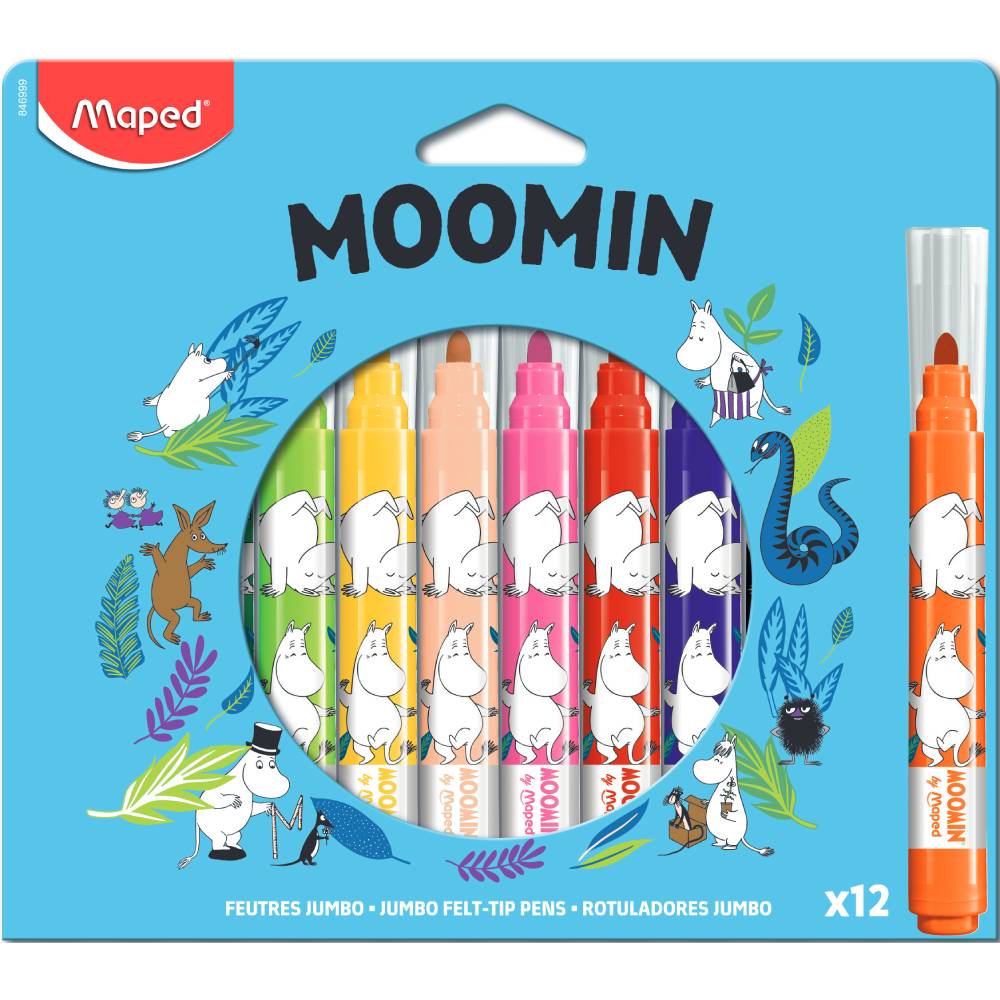 Moomintroll Felt Pens Jumbo 12-set - The Official Moomin Shop