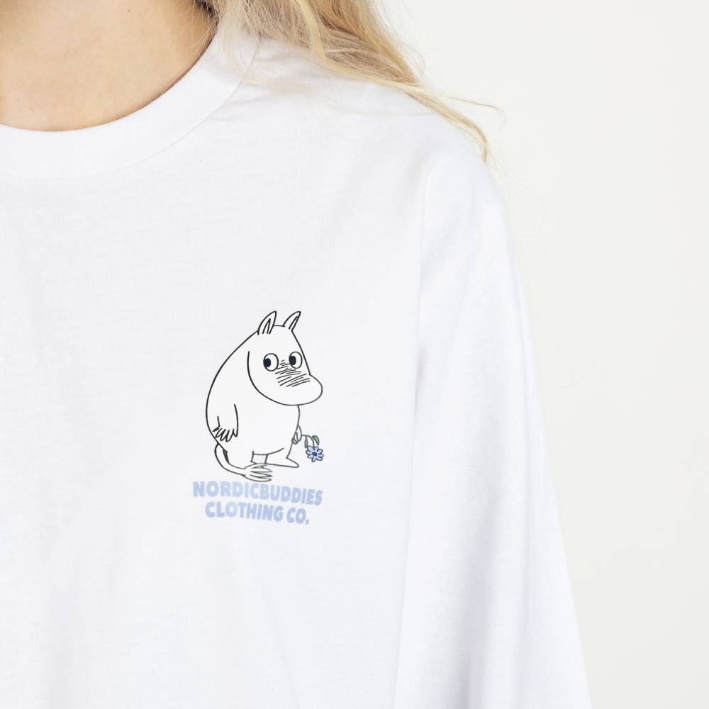 Moomintroll Flowers Longsleeve Shirt White - Nordicbuddies - The Official Moomin Shop
