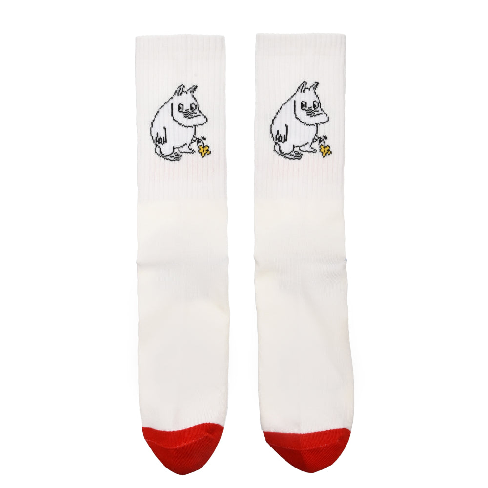 Moomintroll Retro Flower Socks 40-45 White-Red - The Official Moomin Shop