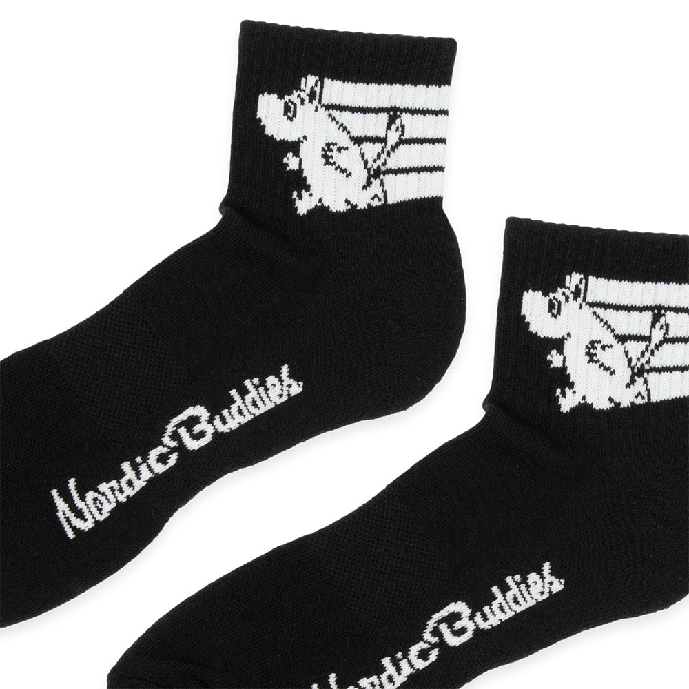 Moomintroll Running Retro Ankle Socks 40-45 Black - The Official Moomin Shop