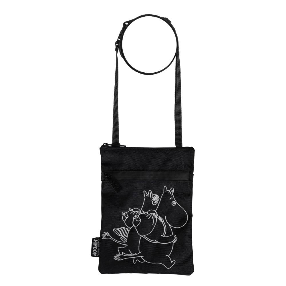 Moomintroll &amp; Snorkmaiden Shoulder Pouch Black - Martinex - The Official Moomin Shop