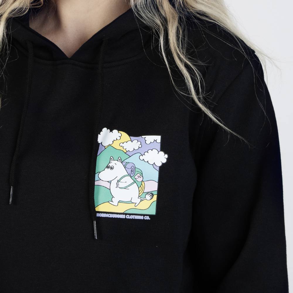 Moomintroll Running Hoodie Unisex Black - Nordicbuddies - The Official Moomin Shop