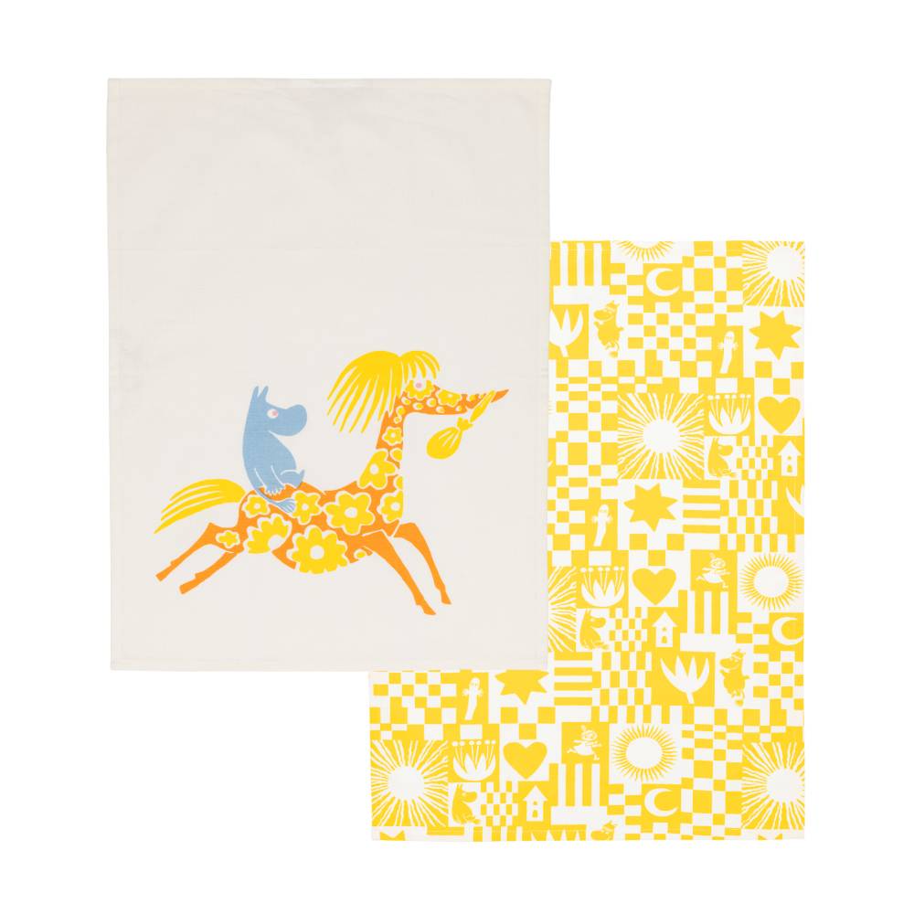 Moomin Party Kitchen Towel Yellow 2-Set - Moomin Arabia - The Official Moomin Shop