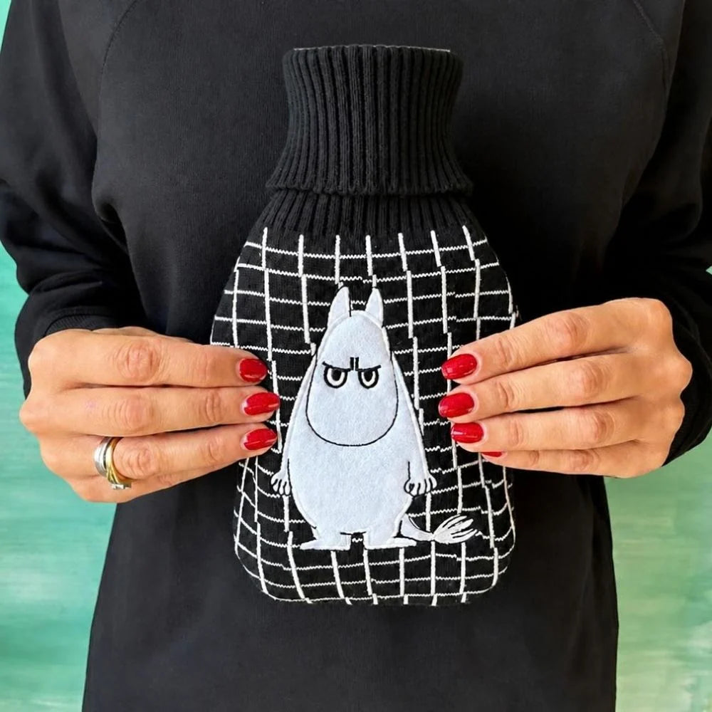 Moomintroll Angry Hot Water Bottle B&W 300ml - The Official Moomin Shop