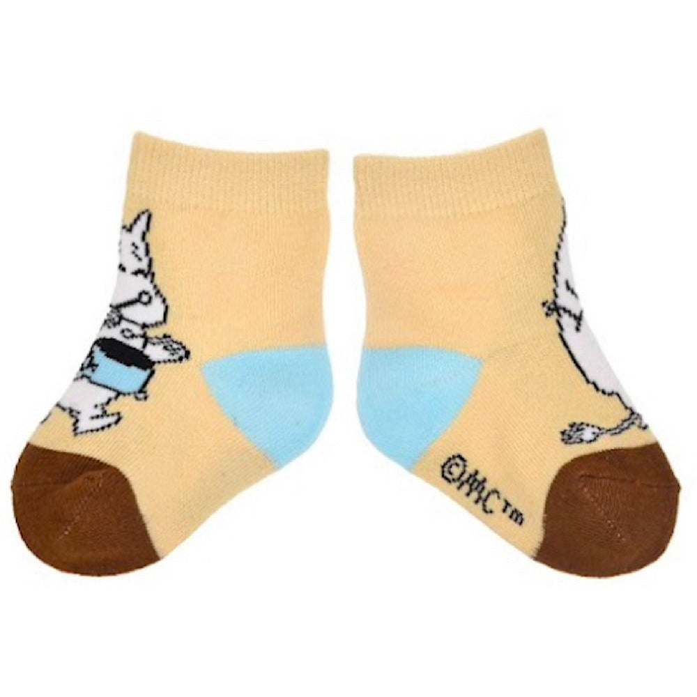 Moomintroll Playing a Drum Baby Socks Beige - Nordicbuddies - The Official Moomin Shop