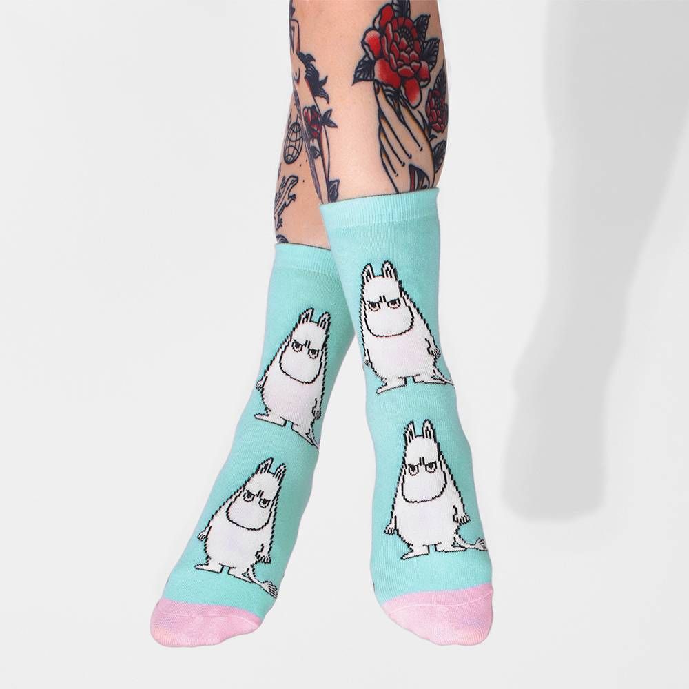 Angry Moomintroll Socks Turquoise 36-42 - Nordicbuddies - The Official Moomin Shop
