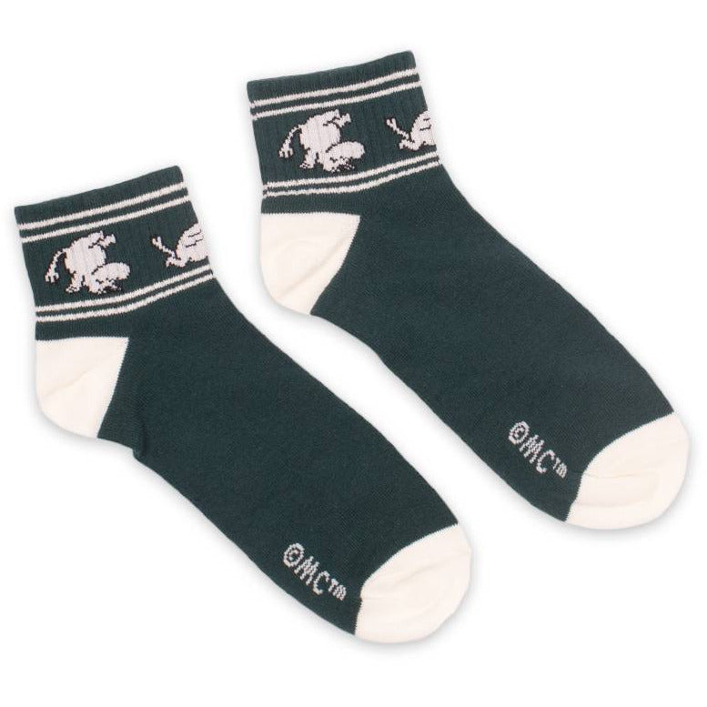 Moomintroll Running Retro Ankle Socks Green 40-45 - Nordicbuddies - The Official Moomin Shop