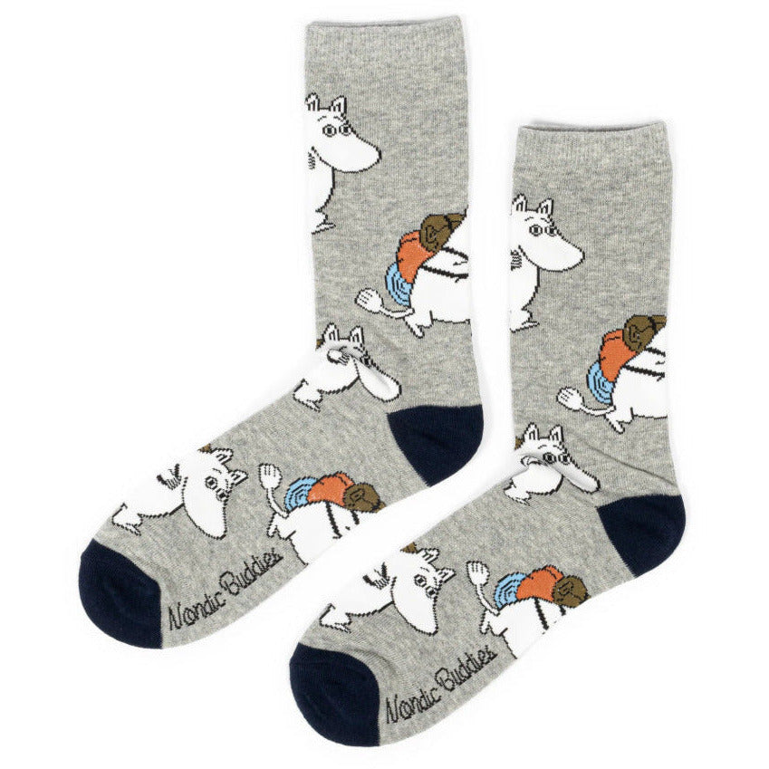 Moomintroll Adventuring Socks Grey 40-45 - Nordicbuddies - The Official Moomin Shop